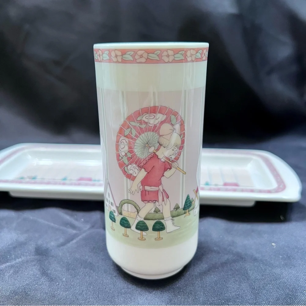 1987 Minton England Royal Doulton - GOLDEN‎ DAYS - Rectangle Tray & Vase Vintage